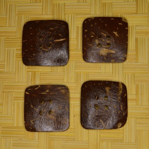 Coconut Shell Button Sets, Square, Hand Crafted