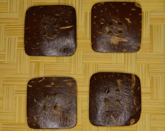 Coconut Shell Button Sets, Square, Hand Crafted