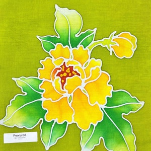 Peony Batik Mini Art Panels - Hand Painted, One of a Kind