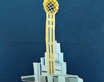 Dallas Reunion Tower Batik Art Panels, 22" x 22" - Hand Painted, One of a Kind