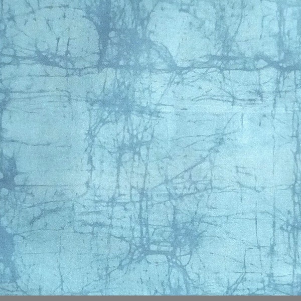 Fractured Blue Shades Malaysian Cracked Batik Fabric