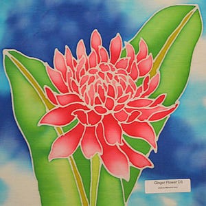 Minikunstpanelen met gemberbloem batik - handgeschilderd, unieke stof