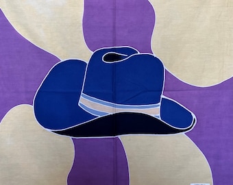 Cowboy Hat Batik Art Panels, 22" x 22" - Hand Painted, One of a Kind