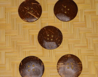 Coconut Shell Button Sets, Round, Hand Crafted