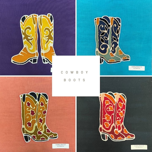 Cowboy Boots  Mini Batik Art Panels - Hand Painted, One of a Kind