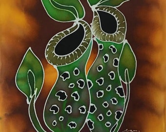 Pitcher Plant Batik Little Art Panels –One of a Kind