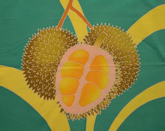 Asian Tropical Fruits Batik 22" x 22" Art Panels - One of a Kind, Hand Painted