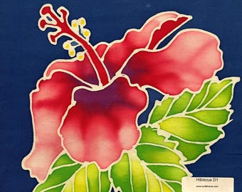 Hibiskus Batik Mini Art Panel - Unikat, handgemalt
