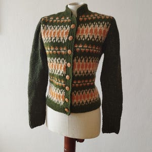 1970s Hand-knit Tyrolean Folklore Cardigan | Vintage Oktoberfest Trachten Jacket | Bavarian Dirndl Cardigan