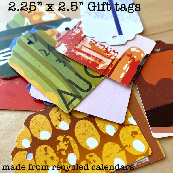 Gift tags made from recycled calendars