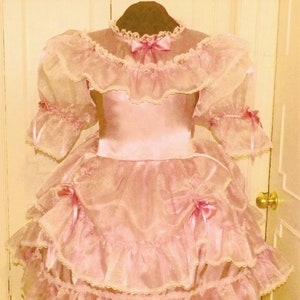Charming Pink Satin Organza Sissy Dress Lolita Adult Baby - Etsy