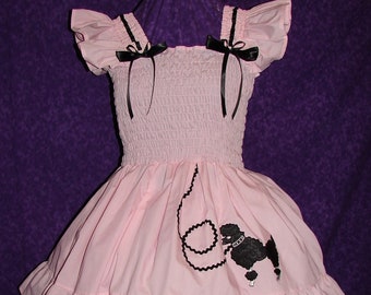 Sundress Poodle on Pink Dress, Sissy, Lolita, Adult Baby, Cross Dresser, Custom Made, for Party, Casual