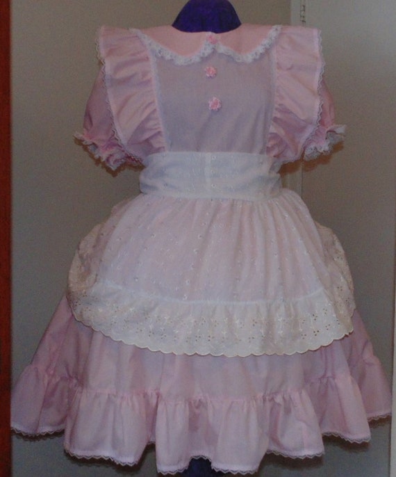 Sundress Gingham Pink Sissy Lolita Adult Baby Aunt D