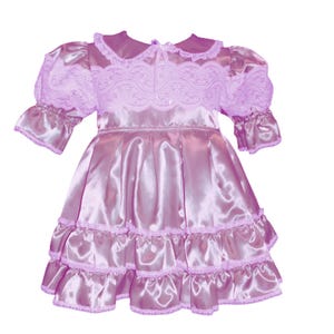 Zierliches Rosa Satin und Spitze Sissy Kleid, Spitze, Rüschen, Lolita, Kostüm, Rave, Cosplay, Custom Made