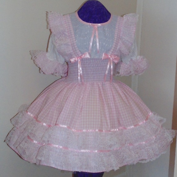 pink gingham school dress