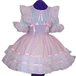 Schulmädchen Kleid, rosa Vichykaro, Sissy, Lolita, Erwachsene Baby, Nach Maß, für Pretend, Party, Feier, Kostüm, Cosplay, Rave