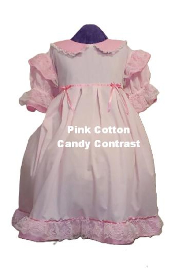 Frilly Mint Dress, Peter Pan Collar, Contrast Trim, costume, Rave, Cosplay, Custom Made Pink