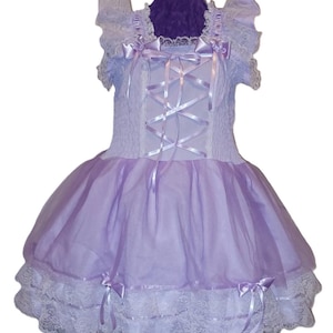Sommerkleid Happy Lavender mit tüll und schleifen, Sissy, Lolita, Erwachsene Baby, nach Maß, für Party, Casual, Kostüm, Cosplay, Rave