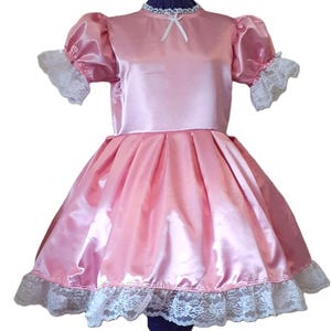 Einfaches Satin Kleid, Rosa, Sissy, Lolita, Erwachsene Baby, Crossdresser, Nach Maß, für Party, Feiern