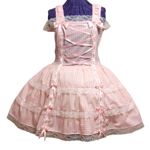Vestido Sissy de cuadros rosas frescos, Lolita, hecho a medida, disfraz, cosplay, rave