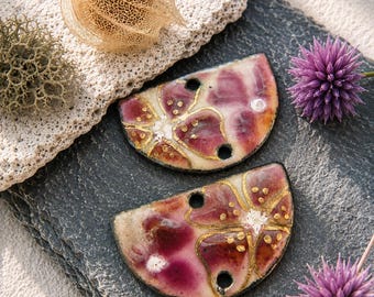 Pingentes poéticos em cobre esmaltado, para confecção de joias, pingentes esmaltados feitos à mão, feitos à mão na França, pingente artístico