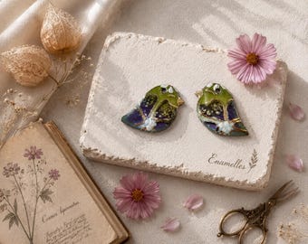Copper Enamel Charms for Jewelry Making  , breloques Artisanales en Cuivre Émaillé , Handmade in France :   oiseaux