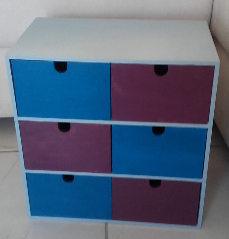 Casiers de Rangement en Bois Tendance Bleu et Violet