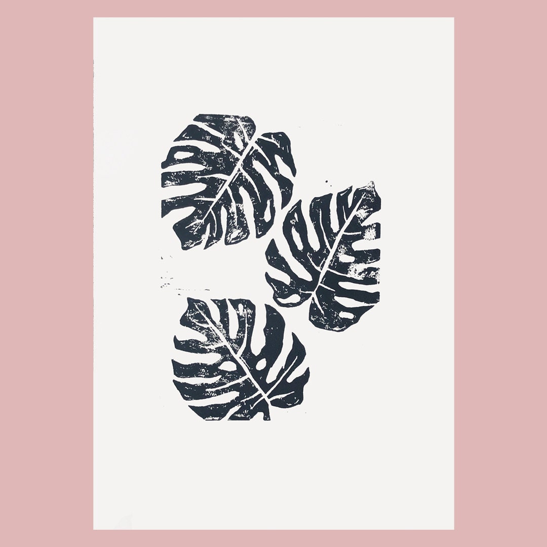 Monstera Leaf Lino Cut Print - Etsy