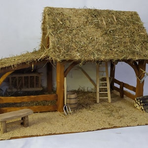 Rachel Christmas crib, stable for santons, handmade farmhouse, handmade, wooden creation, countryside style, country style, home decor