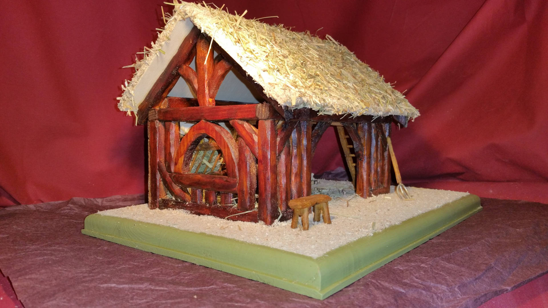 Crèche Miniature Alice, Artisanale Faite Main, Étable Pour Santons, Bergerie, Fermette, Grange, Cade