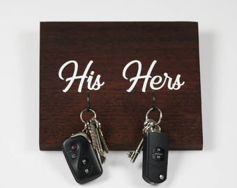 His and Hers | His and Hers Gift | Entryway Organiser | Wood Entryway Decor | Key Wall Hanger | Rustic | Home Decor | Key Hanger For Wall