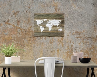 World Map | World Wood Wall Art | World Map Wood Sign | Push Pin Travel Map | Rustic Wood Map | Wood Map Wall Art | Home Decor