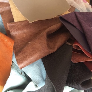 2KG Leather MIXED COLOURS Off-cuts/Scraps - Various sizes, & Finishes