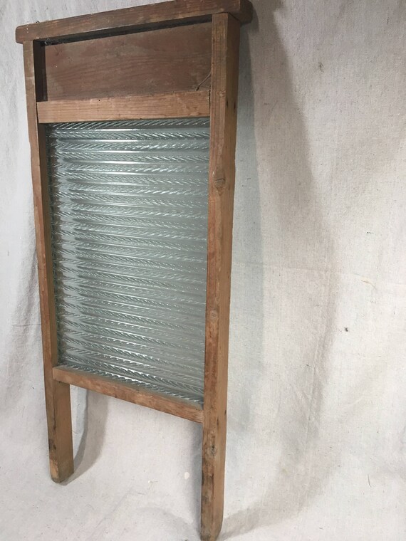 Oud Wasbord Ripple Glas En Houten Frame Etsy