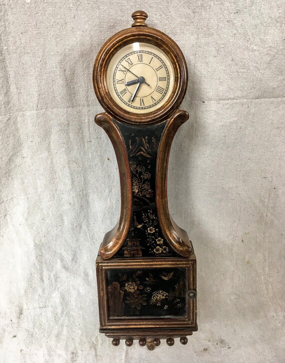 Banjo Clock Asian Antique Styling W Key Cubby Banjo Clock Asian Antique Styling W Key Cubby