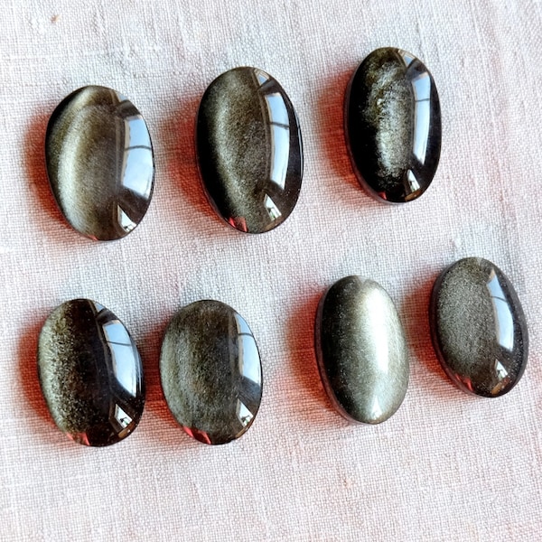 Mexican golden obsidian - oval grooved cabochon - medium cabochons