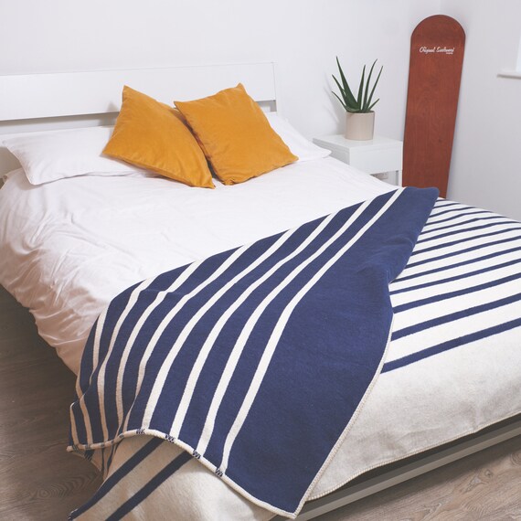 Breton Stripe Blanket Striped Blanket Brushed Cotton Etsy