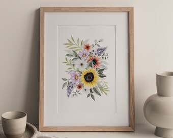 Wildflowers Floral Watercolor Print