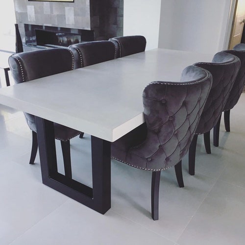 8 Seater 2.1m Real Concrete Dining Table With Powder Coated Etsy
