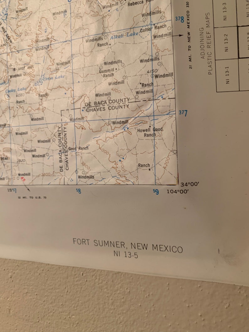 Fort Sumner NM Hubbard Raised Relief Map Etsy