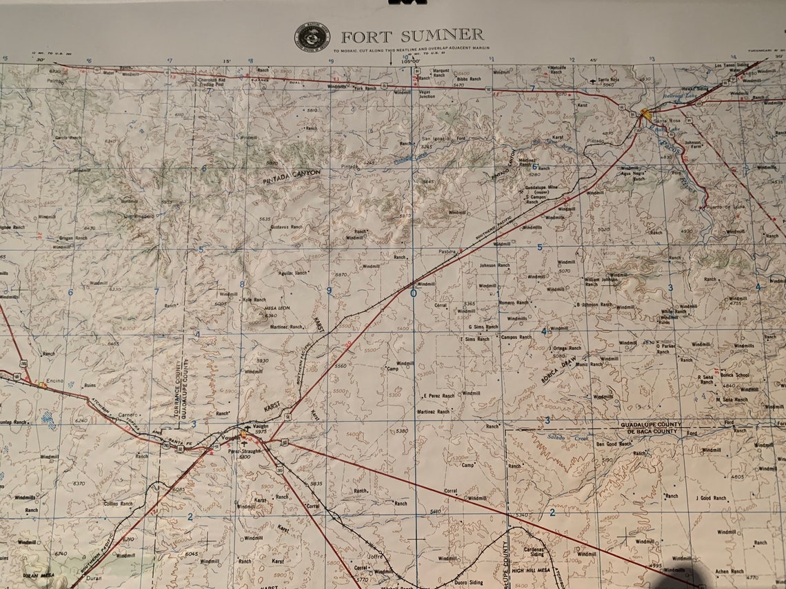 Fort Sumner NM Hubbard Raised Relief Map Etsy