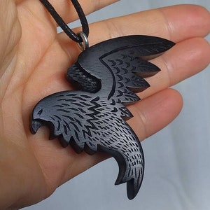 Wooden Falcon / Eagle / Raven Amulet Handmade by Ehlyass