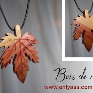 Handgefertigtes Ahornblatt-Amulett aus Holz von Ehlyass
