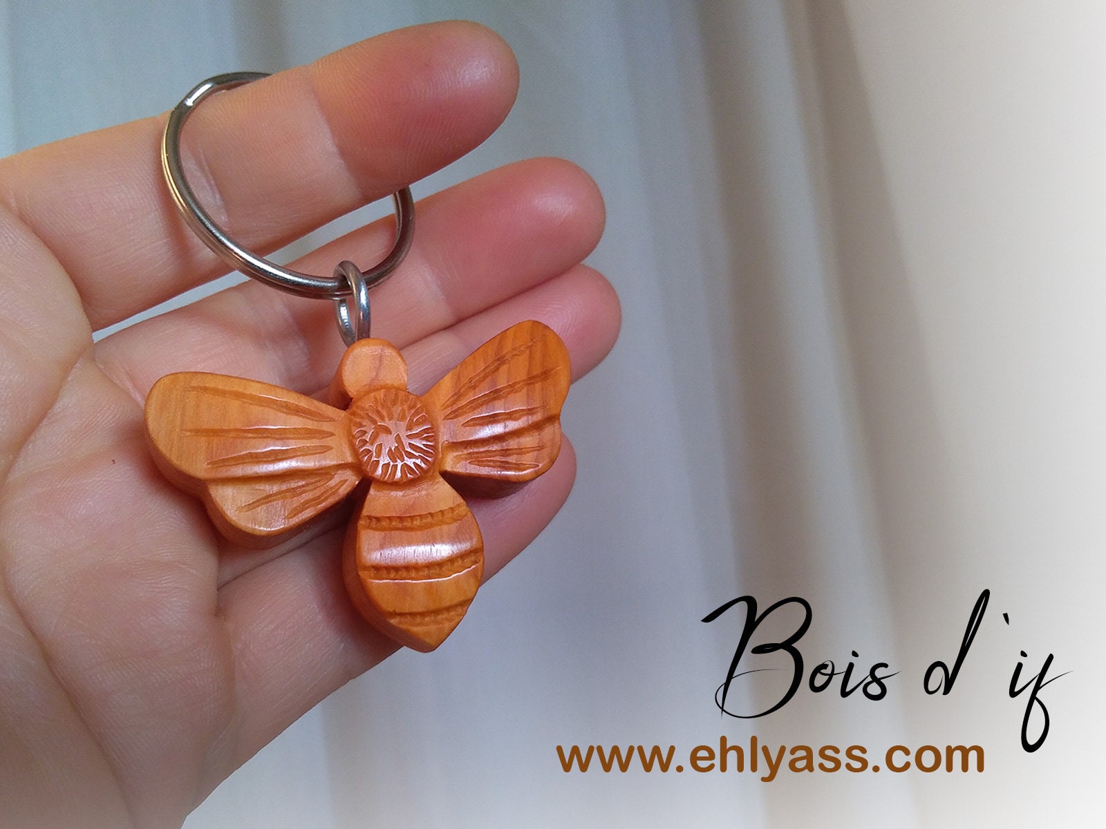 1 Set 2 pcs perle abeille porte-clés voiture clé femme sac pendentifs  (couleur aléatoire)