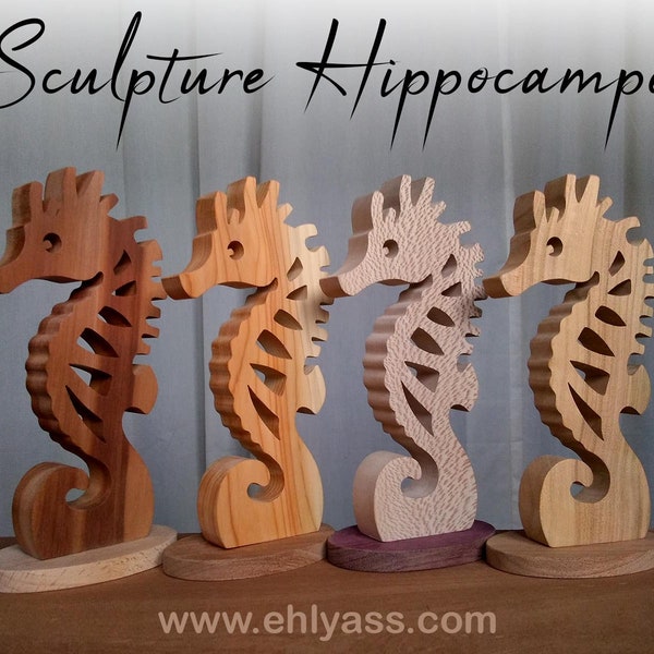 Sculpture en bois Hippocampe fait-main par Ehlyass