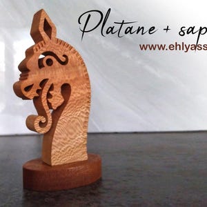 Viking Drakkar wooden sculpture on base (Thick) handmade by Ehlyass