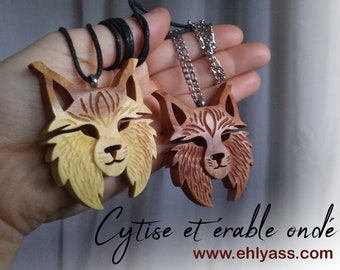 Handgemaakt Lynx houten amulet van Ehlyass