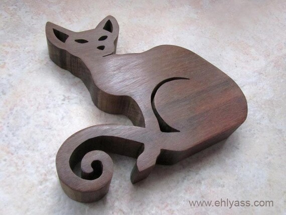 Wooden Sculpture Siamese Cat Handmade Songtaking French Etsy