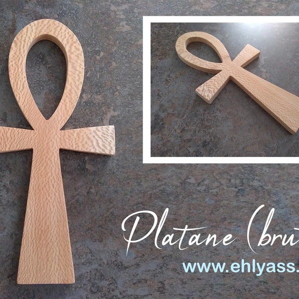 Ank / croix égyptienne en bois massif (brut ou huilé) fait-main par Ehlyass