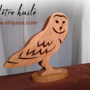 Sculpture en bois Chouette Effraie fait-main par Ehlyass image 5